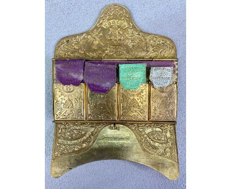 VICTORIAN EMBOSSED BRASS ENVELOPE FORM NEEDLE CASE - 'Louise' by W M Hall &amp; Co, 4.5 x 9cms