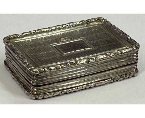 VICTORIAN SILVER VINAIGRETTE - Birmingham 1845, Maker Francis Clark, having raised outer borders surrounding engine turned de