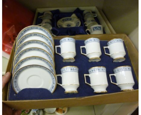 Six Coalport china Reverly pattern presentation china tea cups and saucers; and another similar set       OS6