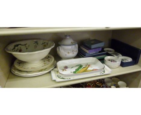 Decorative ceramics: to include Gien china, decorated with flowers and a bird; Wedgwood Jasper stoneware; and Royal Worcester
