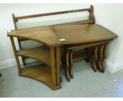 Three pieces of Ercol 'Golden Dawn' and other small furniture: to include a two tier plate rack  21''h  33''w       SR