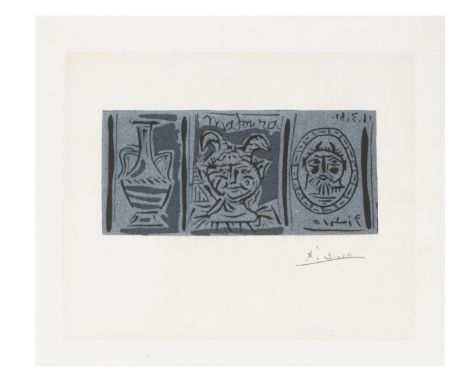 PABLO PICASSO (1881-1973)Madoura, 1961 signed in pencillinocut, on wove paper 28.4 x 33cm (11 3/16 x 13in).This work is one o