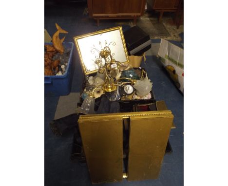 Three Boxes to Include Lamp Crockery China Triple Dressing Table Mirror. 