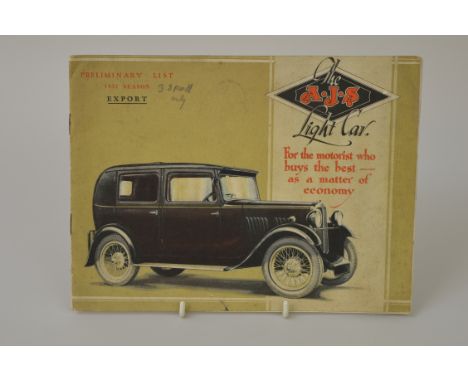 A 1931 AJS Light Car Sales Brochure