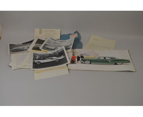 A Packard Brochure for 1954 models plus press release photographs plus an earlier leaflet