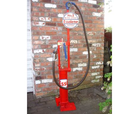 A restored Godwin model P1 hand cranked Petrol Pump complete with Essolene No 1 Motor Spirit brand plate and Esso transfer. D