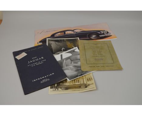 A fold out Leaflet for the Jaguar 2.4 Saloon plus a Technical Specification book from Jaguar Cars, plus Jaguar E-type 4.2-lit