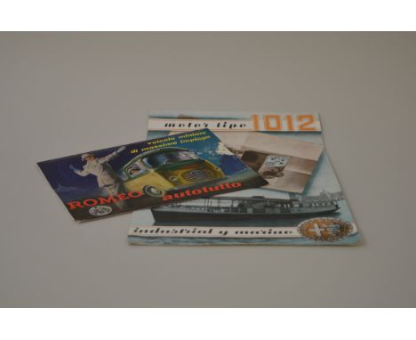 An Alfa Romeo fold out Leaflet for an industrial marine Engine, Tipo 1012 and an Alfa Romeo Auto Brochure for the small comme