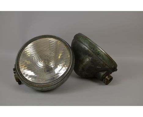 A pair of Bosch style vintage Headlights, replaced glass, 11in D