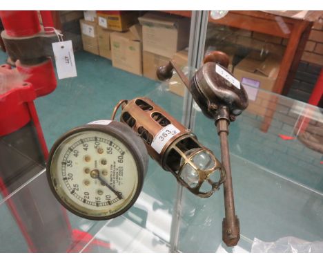 A Zim valve Lapping Tool, Lucas Inspection Lamp and an early Smiths Speedometer