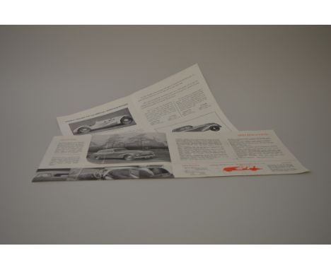 Two Allard four page Leaflets, featuring the Saloon and a range Leaflet