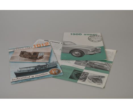 Two Alfa Romeo 1900 Leaflets and an Alfa Romeo Industrial engine leaflet