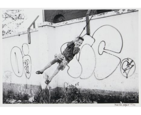 Martha Cooper, American b.1943- Girl on a swing; archival pigment print on Hahnemuhle Baryta Fine Art Paper, signed and numbe
