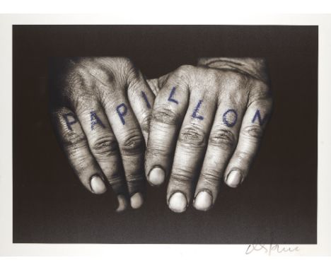 Greg Gorman, American b. 1949- Papillon; digital print on board, signed by winemaker Dave Phinney, created for Orin Swift Cel