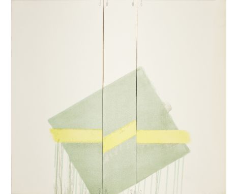 Richard Smith, British 1931-2016, Two of a Kind IIb (yellow line on green line at an angle), 1978; lithograph on wove, signed