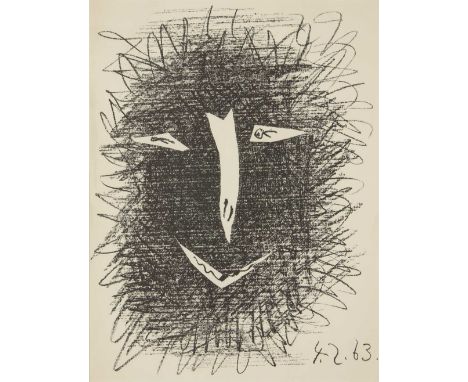 Pablo Picasso, Spanish 1881–1973, Deux masques, 1963; each lithograph in black on wove, each dated, each published by Fernand