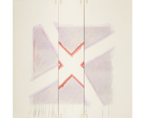 Richard Smith, British 1931-2016, Two of a Kind IVb (red x on lavender at angle), 1978; lithograph on wove, signed, dated and