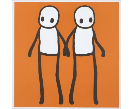 Stik, British b. 1979- Hackney Holding Hands (orange), 2020; offset lithograph in colours on wove, folded twice as issued, im