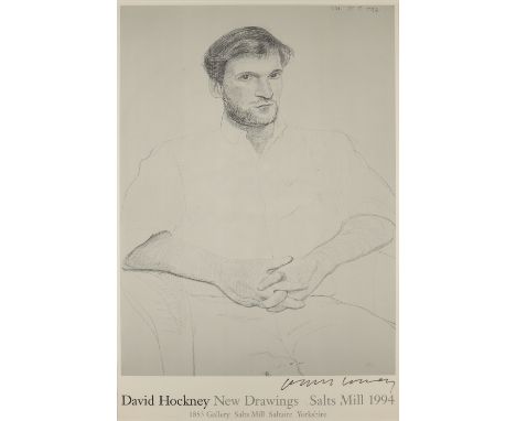 David Hockney OM CH RA, British b. 1937- New Drawings, Salts Mill (portrait of John Fitzherbert), 1994; offset lithographic p