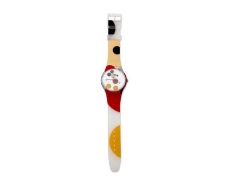 Damien Hirst, British b.1965- Swatch Mirror Spot Mickey [SUOZ290S]; unisex Swatch watch in plastic, numbered 14877/19999, mad