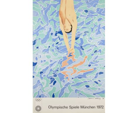 David Hockney OM CH RA, British b. 1937- Olympische Spiele München, 1972; offset lithographic poster in colours on thin wove,
