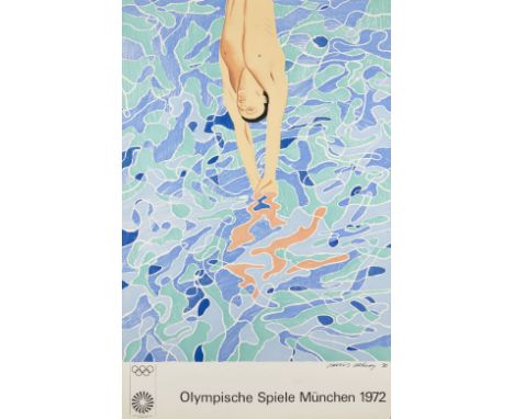 David Hockney OM CH RA, British b. 1937- Olympische Spiele München, 1972; offset lithographic poster in colours on thin wove,