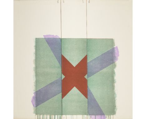 Richard Smith, British 1931-2016, Two of a Kind VIa (dark red x on green), 1978; lithograph on wove, signed, dated and number