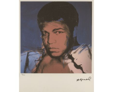 After Andy Warhol, American 1928–1987, Muhammad Ali; lithograph on Arches wove, stamp signed within print, numbered 28/100 in