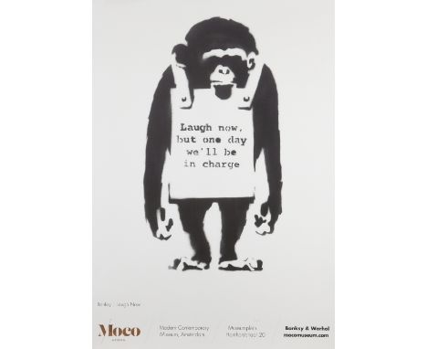 Banksy, British b. 1974- Laugh now but one day we'll be in charge; offset lithograph in colours,sheet: 84 x 59.5 cm, (unframe