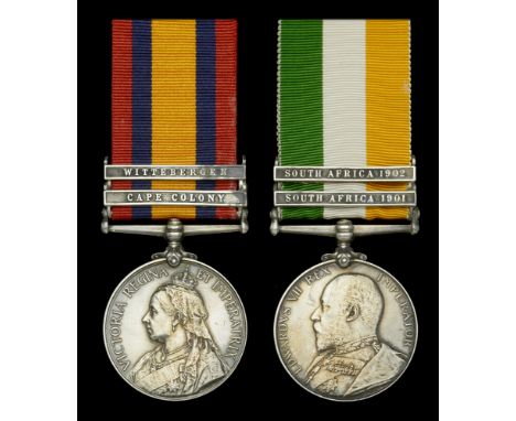 Pair: Private Thomas Lee, Worcestershire Regiment  Queen’s South Africa 1899-1902, 2 clasps, Cape Colony, Wittebergen (1517 P