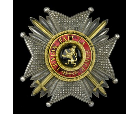 Belgium, Kingdom, Order of Leopold, Grand Officer’s Star, Military Division, by J. Fonson, Brussels, 79mm, silver, gilt, and 
