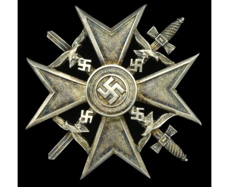 A German Second War Spanish Cross in Silver with Swords. A very good example of a Paul Meyerbauer produced L13 marked Spanish