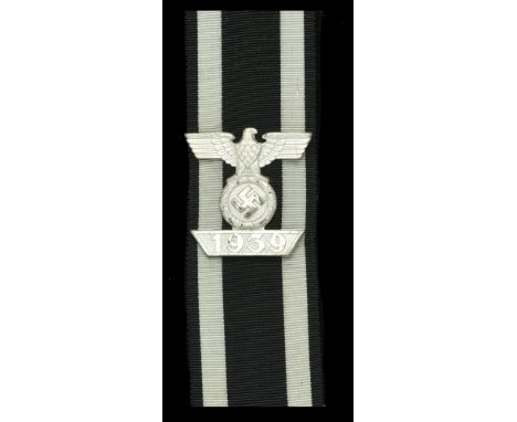 A German Second War Iron Cross Second Class Award Bar. A magnificent example with its original silvering and silver frosting 