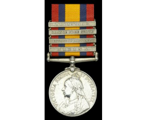 Queen’s South Africa 1899-1902, 4 clasps, Talana, Defence of Ladysmith, Orange Free State, Transvaal (5392 Corl. W. Gallaher.