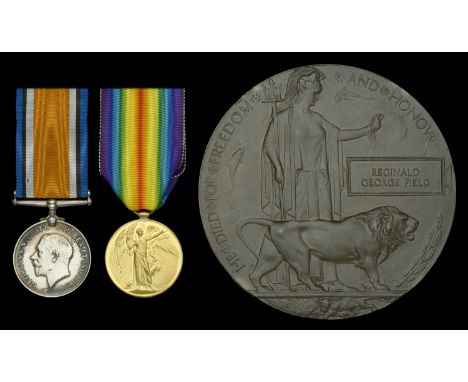 Pair: Second Lieutenant R. G. Field, 10th Hussars, who died of wounds on the Western Front on 6 April 1918  British War and V