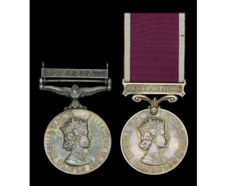 Pair: Staff Sergeant J. W. Woolacott, Royal Military Police  General Service 1918-62, 1 clasp, Cyprus (22774196 Cpl. J. Woola