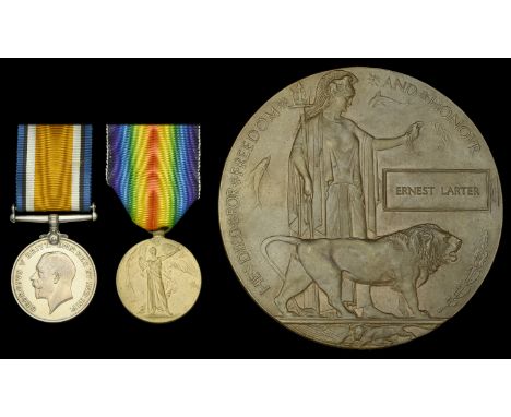 Pair: Corporal E. Larter, Norfolk Regiment, who was killed in action at Ypres on the Western Front on 11 August 1917  British