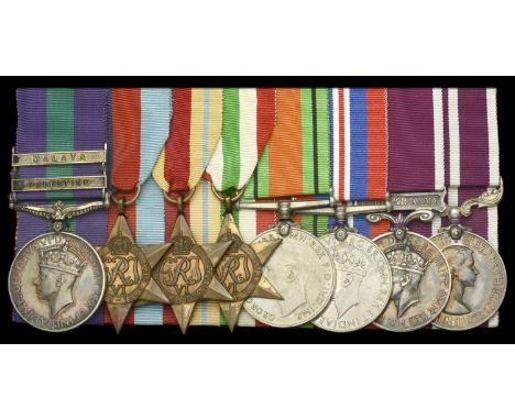 Eight: Warrant Officer Class I J. F. Causon, Royal Military Police  General Service 1918-62, 2 clasps, Palestine, Malaya, sec