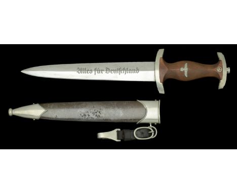 A German Second War S.A. Full Etched Rohm Dedication Dagger. A magnificent condition SMF bladed full Rohm etched blade, all c