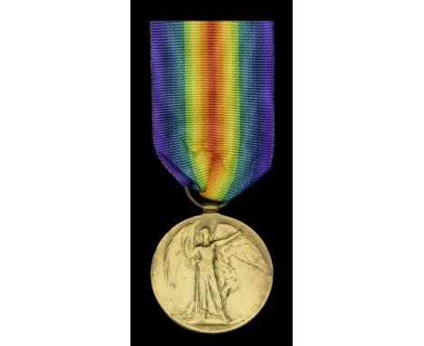 The Victory Medal awarded to Stoker 1st Class F. G. Stubbington, Royal Navy, who was interned in Denmark after the submarine 