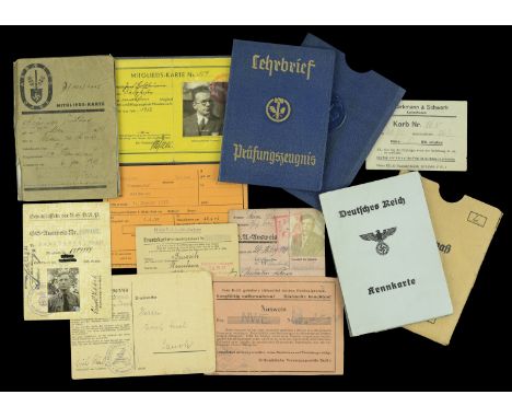 German Second War Third Reich Paperwork. SS enlisted mans membership card, single card, double sided with facsimile signature