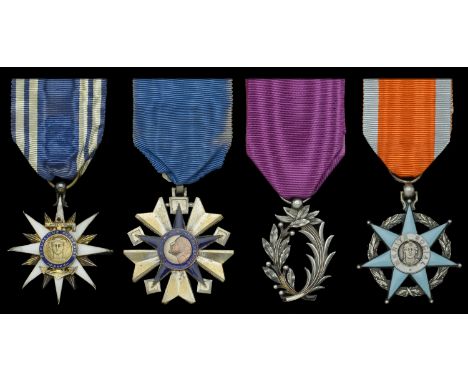 France, Republic, Order of Maritime Merit, Officer’s breast badge, 41mm, silver-gilt and enamel, damage to tips of points of 