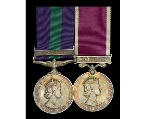 Pair: Sergeant J. W. Lindop, Royal Military Police  General Service 1918-62, 1 clasp, Malaya, E.II.R. (21050842 Pte. J. W. Li