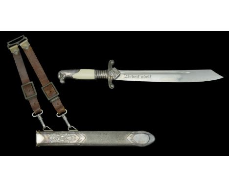 A German Second War RAD Officers Dagger with Straps. An extremely nice condition RAD officers dagger, superb blade by Eickhor