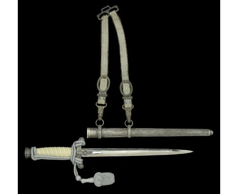 A German Second War Army Officers Dagger, Named, with Straps. An absolutely mint blade, non maker marked, all of the finish t