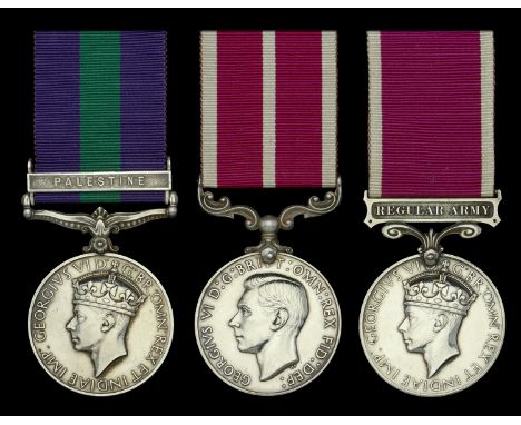 Three: Warrant Officer Class I F. R. Bristow, Corps of Military Police  General Service 1918-62, 1 clasp, Palestine (4528402 