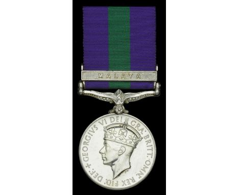 General Service 1918-62, 1 clasp, Malaya, G.VI.R. (Capt. R. C. T. Sivewright. M.C. 11H.) minor edge bruise, good very fine £3