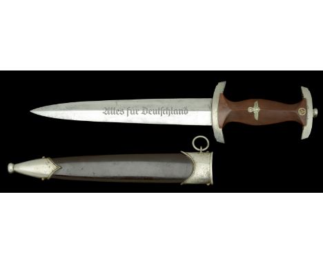 A German Second War S.A. M33 Enlisted Mans Dagger. A double marked Eickhorn blade with both the Eickhorn mark plus RZM M7/66 