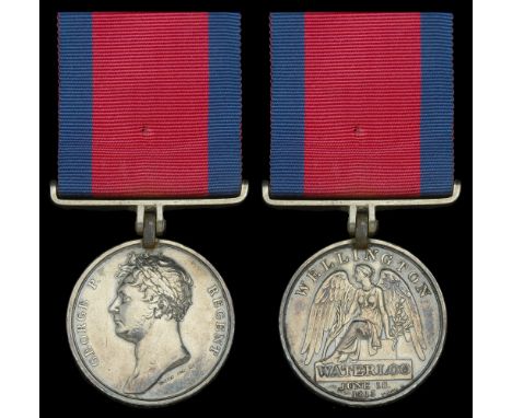 The Waterloo Medal awarded to Captain Brook Lawrence, 13th Light Dragoons, who succeeded to the command of the regiment at Wa