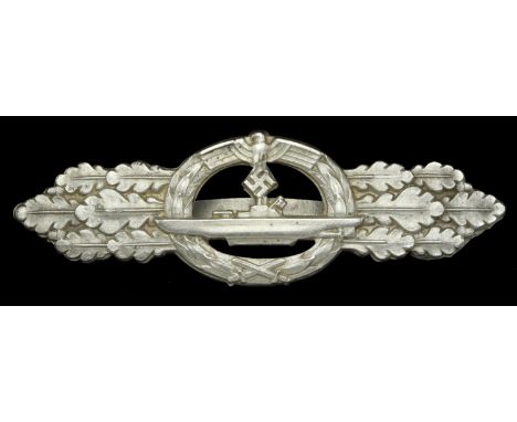 A German Second War Submarine Combat Clasp in Silver. The Submarine Combat Clasp introduced late in the Second World War came